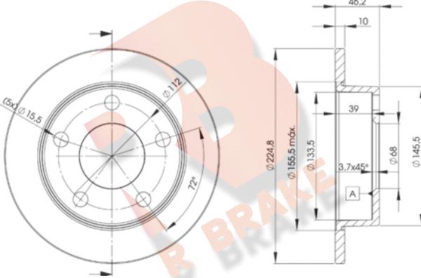 R Brake 78RBD23634 - Спирачен диск vvparts.bg