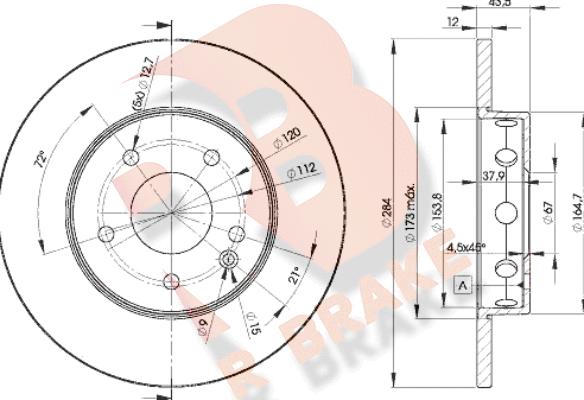 R Brake 78RBD23180 - Спирачен диск vvparts.bg