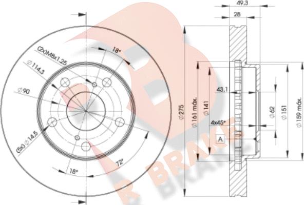 R Brake 78RBD23304 - Спирачен диск vvparts.bg