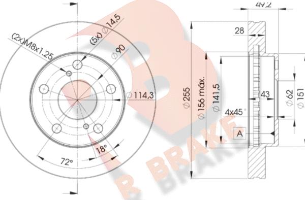 R Brake 78RBD23302 - Спирачен диск vvparts.bg