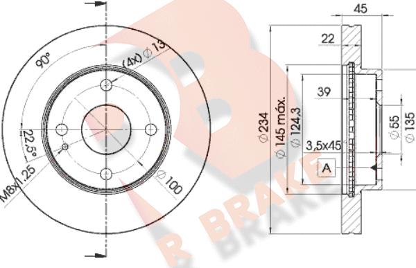 R Brake 78RBD23255 - Спирачен диск vvparts.bg