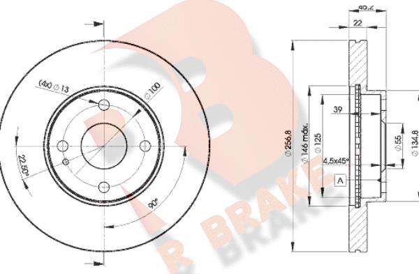 R Brake 78RBD23256 - Спирачен диск vvparts.bg