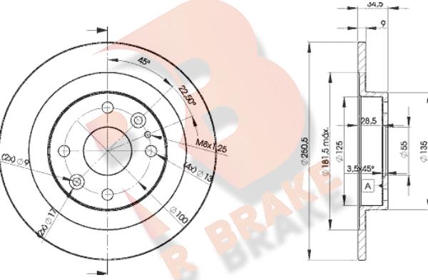 R Brake 78RBD23257 - Спирачен диск vvparts.bg