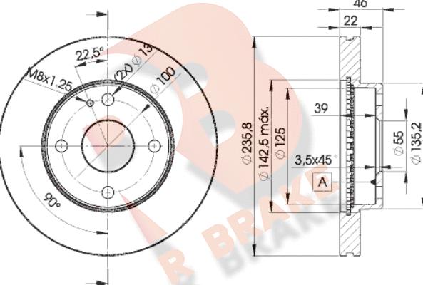 R Brake 78RBD23265 - Спирачен диск vvparts.bg