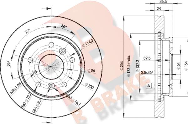 R Brake 78RBD23260 - Спирачен диск vvparts.bg