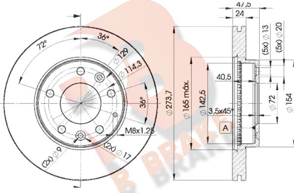 R Brake 78RBD23267 - Спирачен диск vvparts.bg