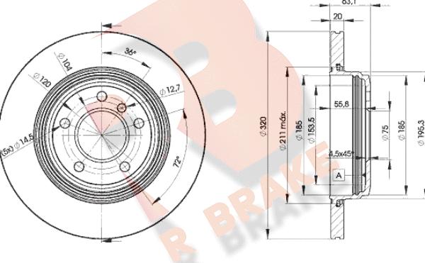 R Brake 78RBD23215 - Спирачен диск vvparts.bg