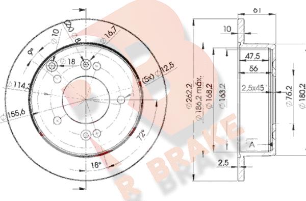 R Brake 78RBD22905 - Спирачен диск vvparts.bg