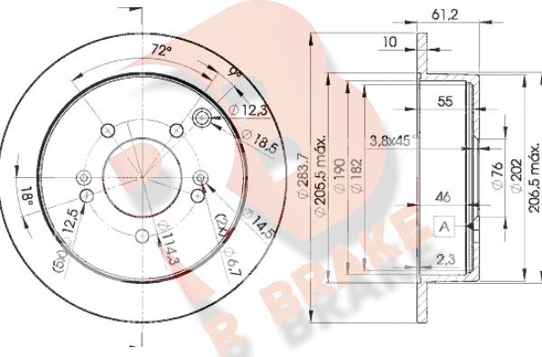 R Brake 78RBD22907 - Спирачен диск vvparts.bg