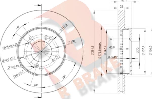 R Brake 78RBD22586 - Спирачен диск vvparts.bg