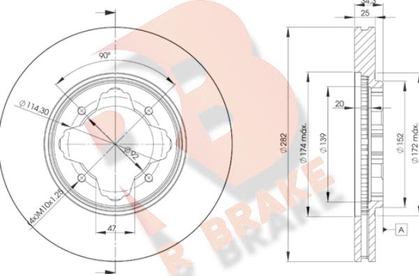 R Brake 78RBD22582 - Спирачен диск vvparts.bg