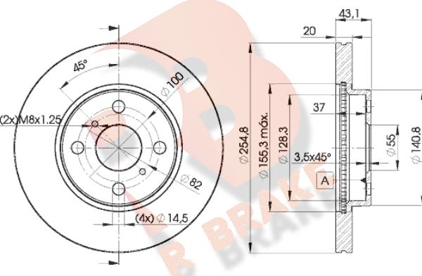 R Brake 78RBD22040 - Спирачен диск vvparts.bg