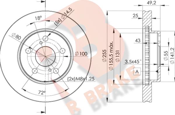 R Brake 78RBD22047 - Спирачен диск vvparts.bg