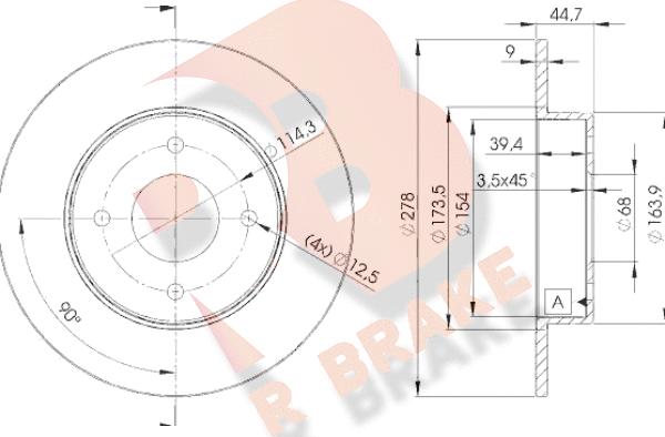 R Brake 78RBD22083 - Спирачен диск vvparts.bg