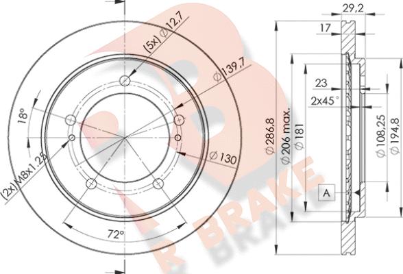 R Brake 78RBD22863 - Спирачен диск vvparts.bg