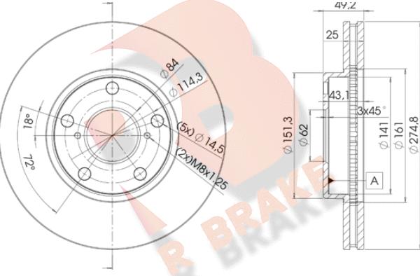 R Brake 78RBD22878 - Спирачен диск vvparts.bg