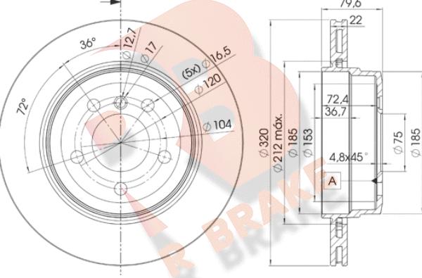 R Brake 78RBD22218 - Спирачен диск vvparts.bg