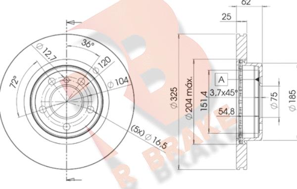 R Brake 78RBD22217 - Спирачен диск vvparts.bg