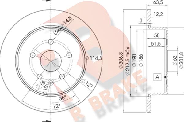 R Brake 78RBD22790 - Спирачен диск vvparts.bg