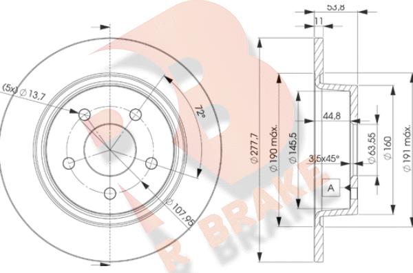 R Brake 78RBD27989 - Спирачен диск vvparts.bg