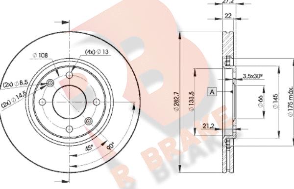 R Brake 78RBD27810 - Спирачен диск vvparts.bg