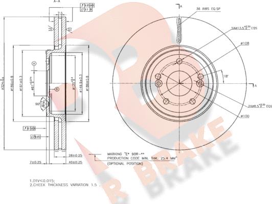 R Brake 78RBD27357 - Спирачен диск vvparts.bg