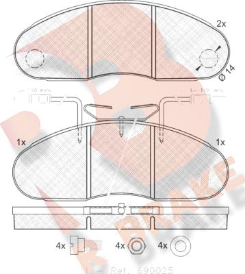 R Brake RB0994 - Комплект спирачно феродо, дискови спирачки vvparts.bg