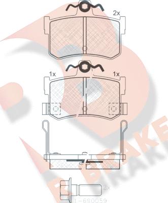 R Brake RB0995-701 - Комплект спирачно феродо, дискови спирачки vvparts.bg