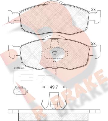 R Brake RB0917 - Комплект спирачно феродо, дискови спирачки vvparts.bg