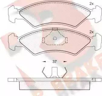 R Brake RB0451 - Комплект спирачно феродо, дискови спирачки vvparts.bg