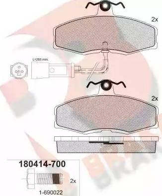 R Brake RB0414-700 - Комплект спирачно феродо, дискови спирачки vvparts.bg
