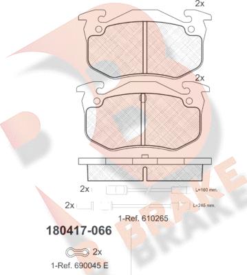 R Brake RB0417 - Комплект спирачно феродо, дискови спирачки vvparts.bg