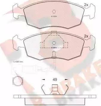 R Brake RB0475 - Комплект спирачно феродо, дискови спирачки vvparts.bg