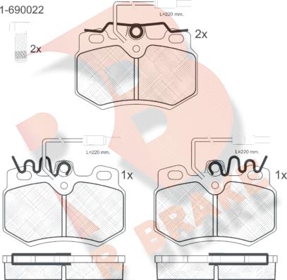 R Brake RB0553-203 - Комплект спирачно феродо, дискови спирачки vvparts.bg