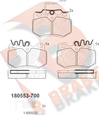 R Brake RB0553-700 - Комплект спирачно феродо, дискови спирачки vvparts.bg