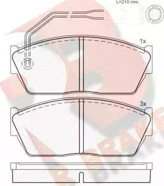 R Brake RB0536 - Комплект спирачно феродо, дискови спирачки vvparts.bg