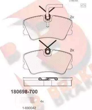 R Brake RB0698-700 - Комплект спирачно феродо, дискови спирачки vvparts.bg