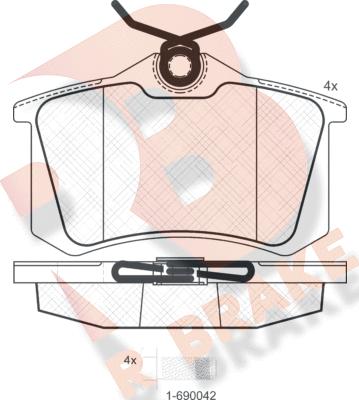 R Brake RB0697-700 - Комплект спирачно феродо, дискови спирачки vvparts.bg