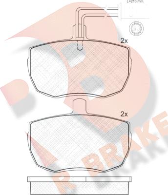 R Brake RB0671 - Комплект спирачно феродо, дискови спирачки vvparts.bg