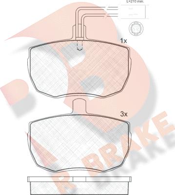 R Brake RB0672 - Комплект спирачно феродо, дискови спирачки vvparts.bg