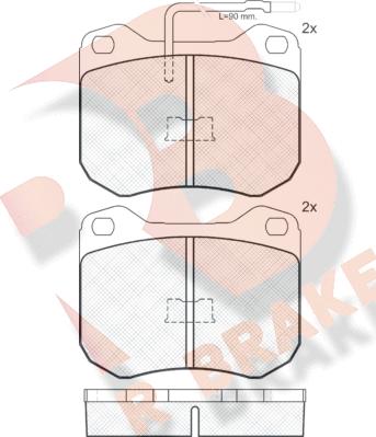 R Brake RB0198 - Комплект спирачно феродо, дискови спирачки vvparts.bg