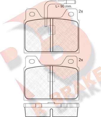 R Brake RB0127 - Комплект спирачно феродо, дискови спирачки vvparts.bg