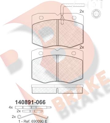 R Brake RB0891 - Комплект спирачно феродо, дискови спирачки vvparts.bg