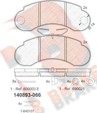 R Brake RB0893 - Комплект спирачно феродо, дискови спирачки vvparts.bg