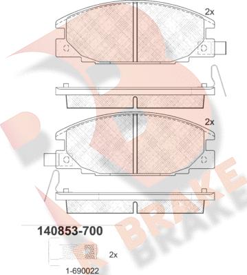 R Brake RB0853-700 - Комплект спирачно феродо, дискови спирачки vvparts.bg