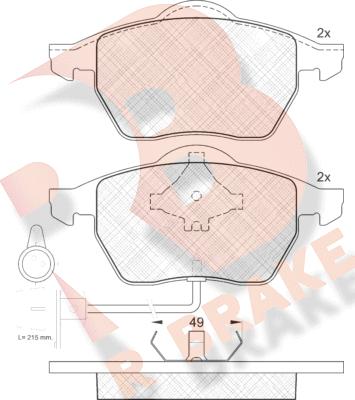 R Brake RB0808 - Комплект спирачно феродо, дискови спирачки vvparts.bg