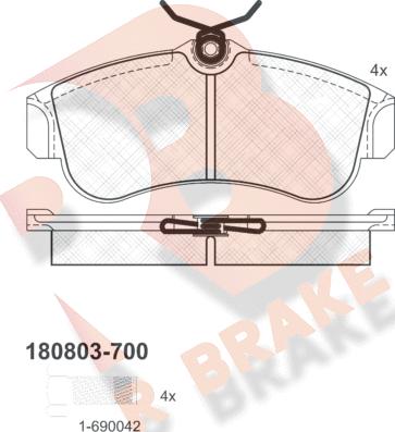 R Brake RB0803-700 - Комплект спирачно феродо, дискови спирачки vvparts.bg