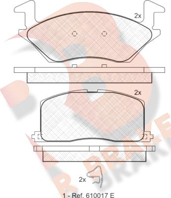 R Brake RB0888 - Комплект спирачно феродо, дискови спирачки vvparts.bg