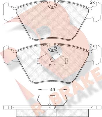 R Brake RB0883 - Комплект спирачно феродо, дискови спирачки vvparts.bg