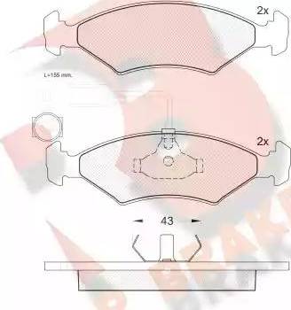 R Brake RB0355 - Комплект спирачно феродо, дискови спирачки vvparts.bg